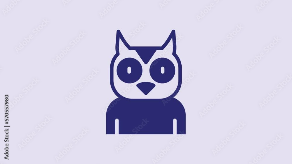 Blue Owl bird icon isolated on purple background. Animal symbol. 4K Video motion graphic animation Blue Owl bird icon isolated on purple background. Animal symbol. 4K Video motion graphic animation