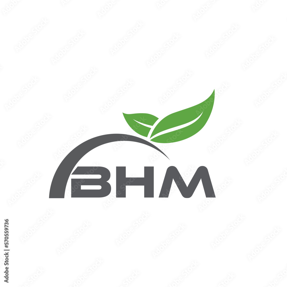 BHM letter nature logo design on white background. BHM creative initials letter leaf logo concept. BHM letter design.