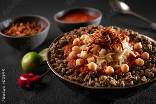 Egyptian Koshary images, Traditional Egyptian food, Delicious Koshary or Kushari photo