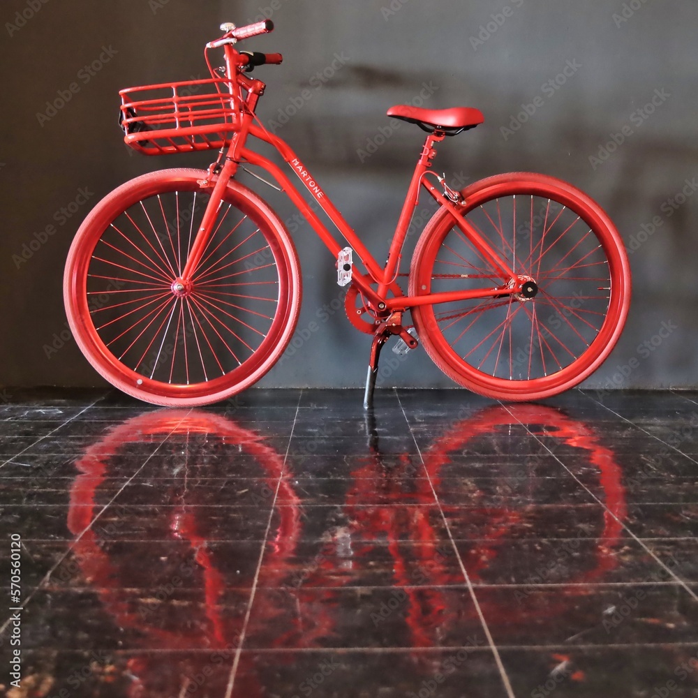Fototapeta premium Red bicycle ready for a ride