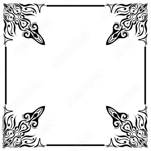 frame with black flower floral ornament border corner design invitation card boundary design art decoration vector 