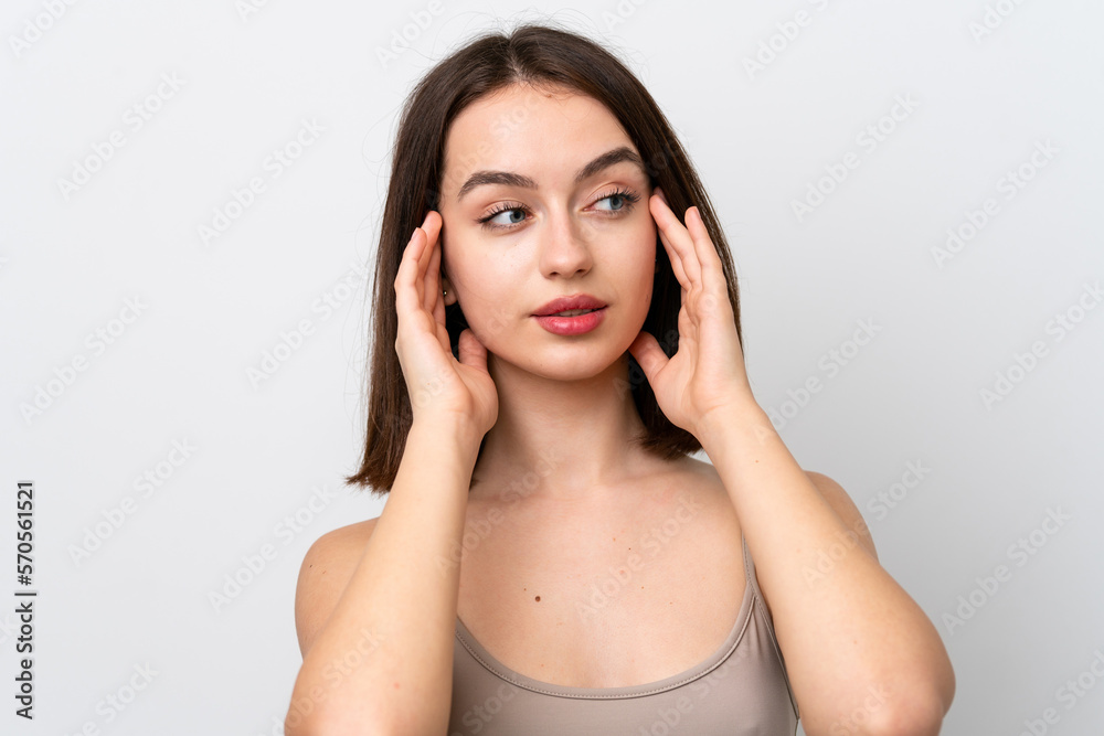 Young Ukrainian woman isolated on white background . Close up portrait Young Ukrainian woman isolated on white background . Close up portrait