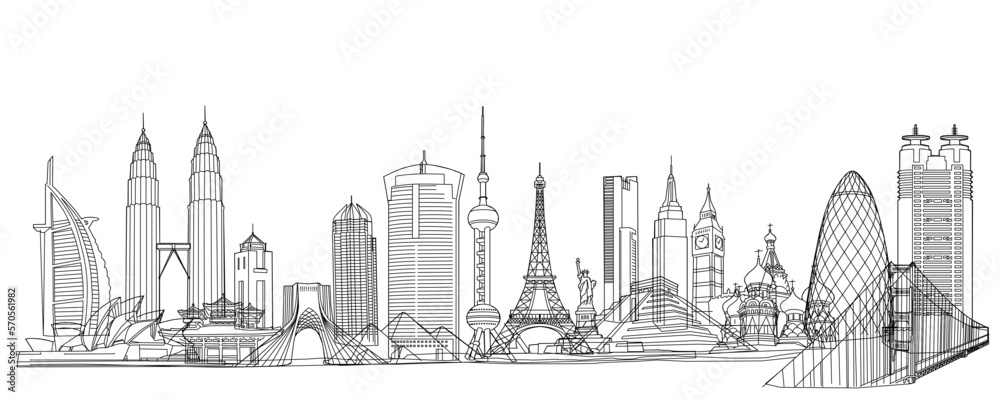 Naklejka premium collection of historic buildings around the world,vector illustration