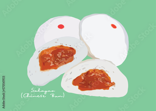 Vector Illustration of Salapoa, Steamed Bun
