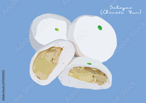 Vector Illustration of Salapoa, Steamed Bun
