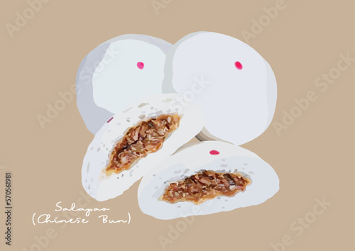 Vector Illustration of Salapoa, Steamed Bun