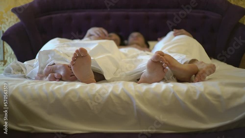 4K Young Guy Sleeping In Bed Embracing Two Women