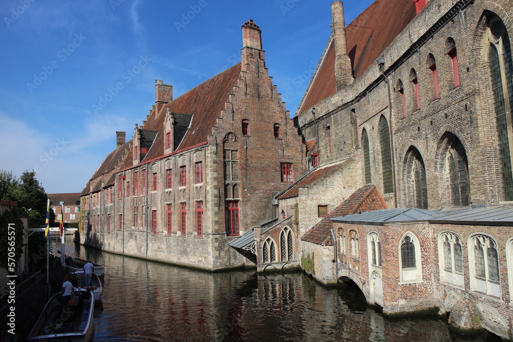 Old town and canal in Bruges, Belgium