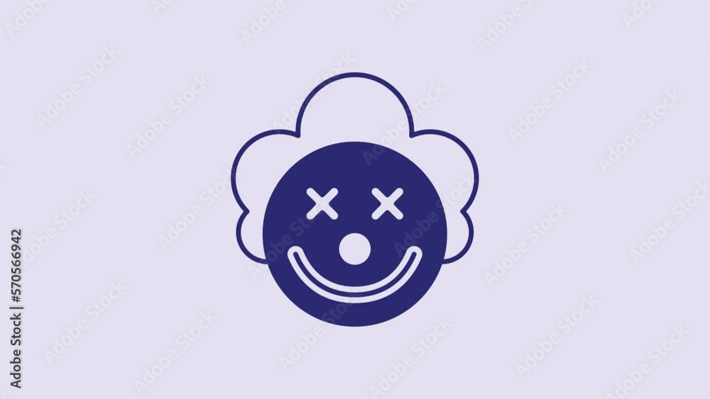 Blue Clown head icon isolated on purple background. 4K Video motion graphic animation Blue Clown head icon isolated on purple background. 4K Video motion graphic animation