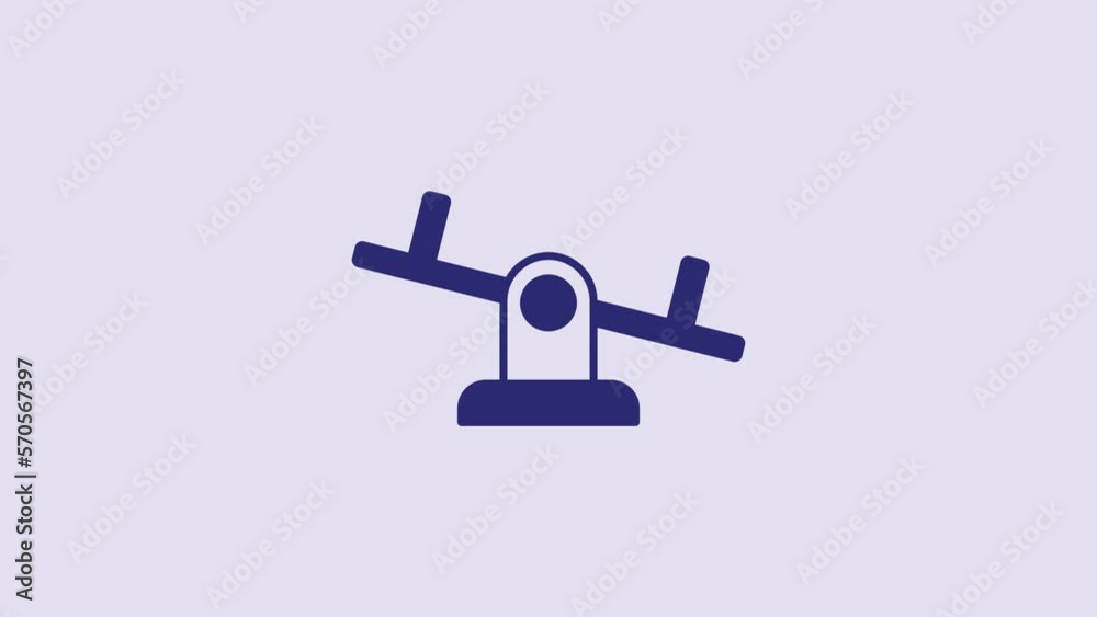 Blue Seesaw icon isolated on purple background. Teeter equal board. Playground symbol. 4K Video motion graphic animation Blue Seesaw icon isolated on purple background. Teeter equal board. Playground symbol. 4K Video motion graphic animation