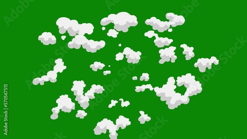 Cartoon smoke explosion on a green screen. Cartoon Smoke transition animation with key color. Chroma key, 4K video