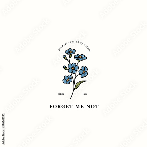 Line art forget-me-not flower illustration