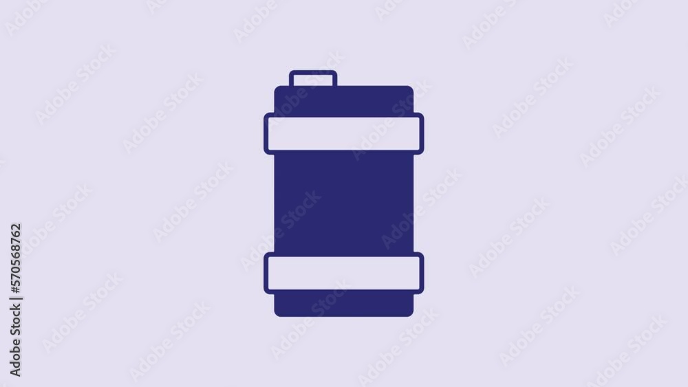 Blue Metal beer keg icon isolated on purple background. 4K Video motion graphic animation Blue Metal beer keg icon isolated on purple background. 4K Video motion graphic animation