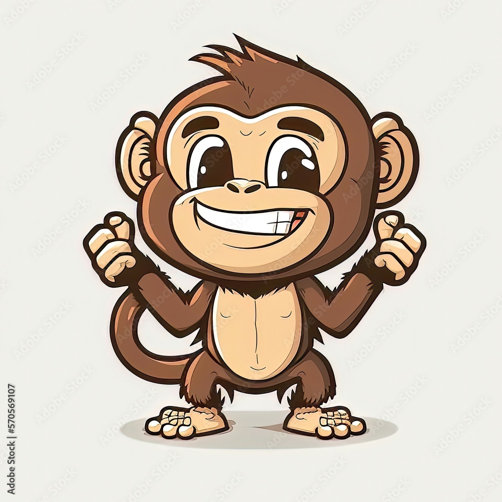 Fototapeta premium infant monkey mascot sticker perfect for nursery or kids room generative ai