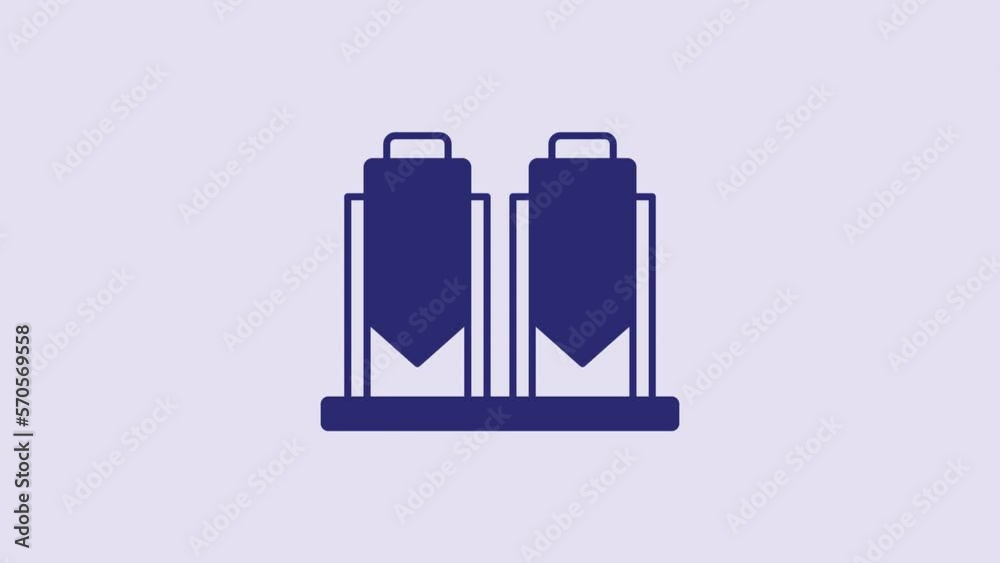 Blue Traditional brewing vessels in brewery icon isolated on purple background. Beer brewing process. Distillery plant, brewery. 4K Video motion graphic animation Blue Traditional brewing vessels in brewery icon isolated on purple background. Beer brewing process. Distillery plant, brewery. 4K Video motion graphic animation