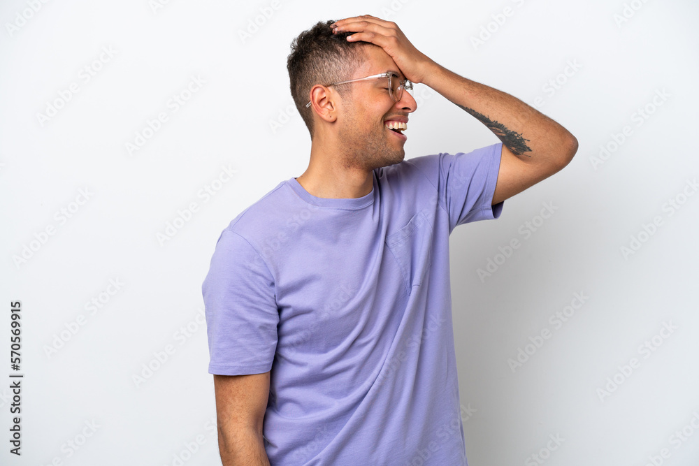 Young caucasian Brazilian man isolated on white background has realized something and intending the solution Young caucasian Brazilian man isolated on white background has realized something and intending the solution