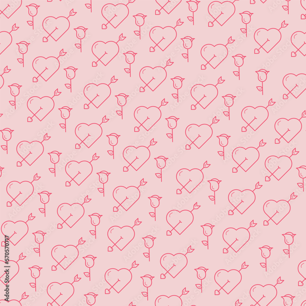 Pink Cupid and Roses Vector Repeat Pattern Background Design