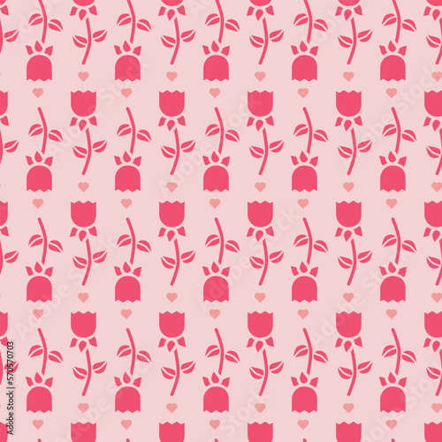Pink Valentines Day Roses Vector Repeat Pattern Design