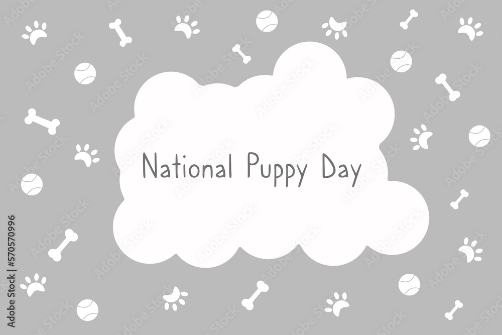 Gray National Puppy Day Background with dog tracks, with dog bones, with a ball for games. Gray National Puppy Day Background with dog tracks, with dog bones, with a ball for games.