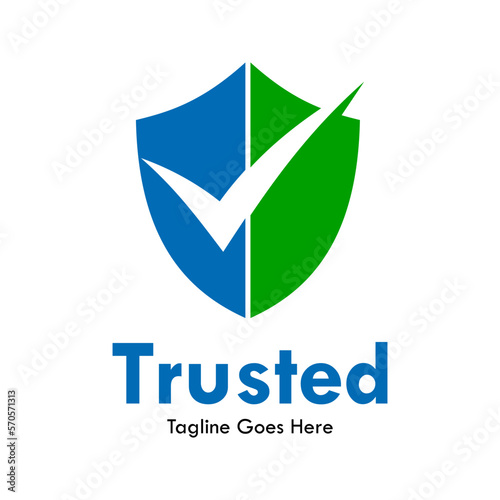 Trusted design logo template illustration. there are shield with true symbol
