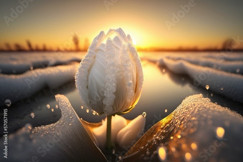 Tulip, white, bring, morning, ice, sunset, delicate, pure, graceful, serene, peaceful, winter, chill, crisp, fresh, stunning, breathtaking, lovely, beautiful, tranquil, idyll photo