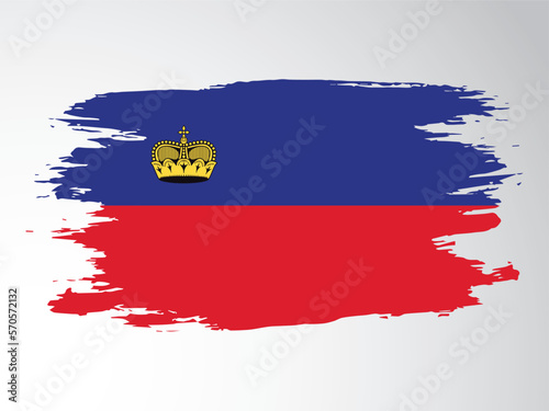 Vector flag of Liechtenstein drawn with a brush.