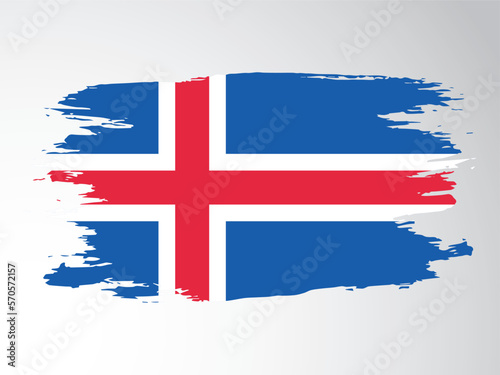 Vector flag of Iceland drawn with a brush