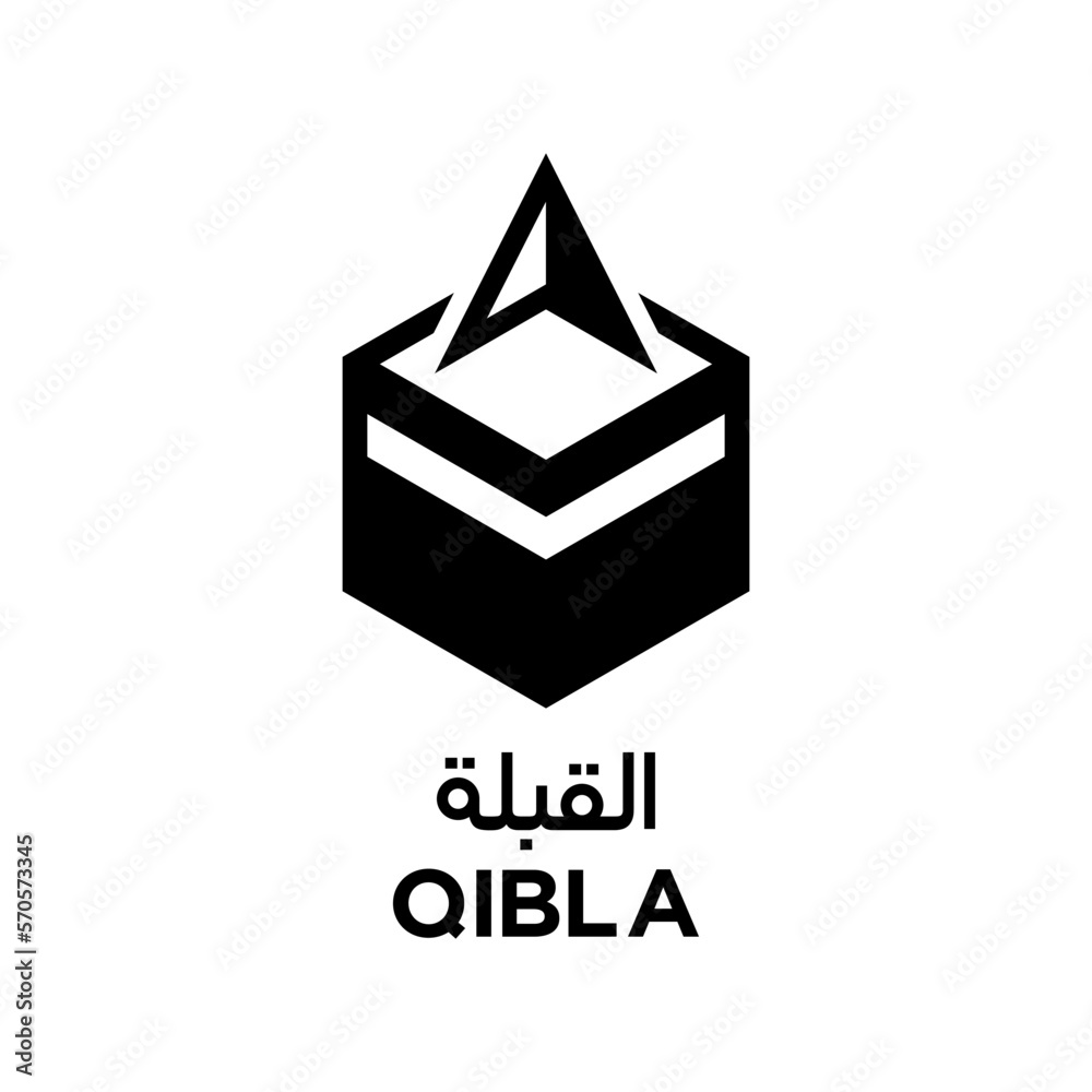 Simple Qibla direction icon, to inform Muslim worshipers when praying