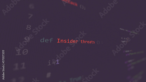 Bilde på lerret Cyber attack insider threats vunerability in text ascii art style, code on editor screen