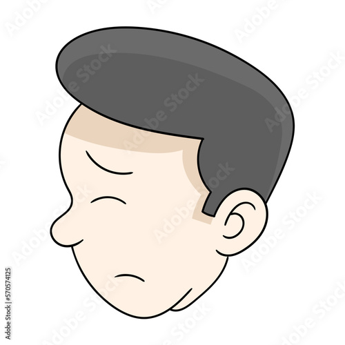 male head emoticon with sad face scared