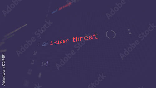 Canvas Print Cyber attack insider threat vunerability in text ascii art style, insider threat pirate code on editor screen
