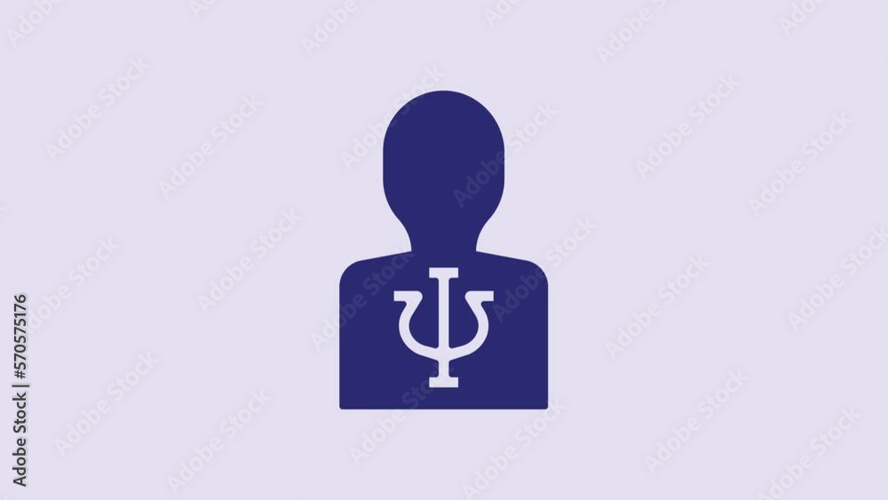 Blue Psychology icon isolated on purple background. Psi symbol. Mental health concept, psychoanalysis analysis and psychotherapy. 4K Video motion graphic animation Blue Psychology icon isolated on purple background. Psi symbol. Mental health concept, psychoanalysis analysis and psychotherapy. 4K Video motion graphic animation