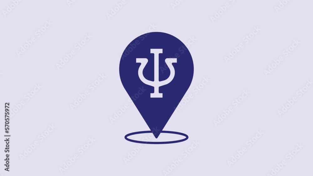 Blue Psychology icon isolated on purple background. Psi symbol. Mental health concept, psychoanalysis analysis and psychotherapy. 4K Video motion graphic animation Blue Psychology icon isolated on purple background. Psi symbol. Mental health concept, psychoanalysis analysis and psychotherapy. 4K Video motion graphic animation