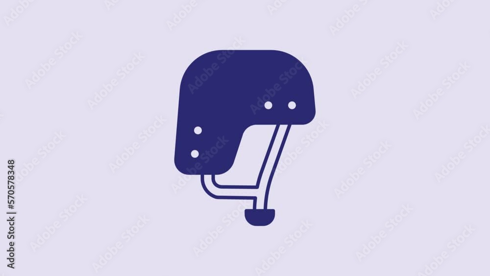 Blue Skateboard helmet icon isolated on purple background. Extreme sport. Sport equipment. 4K Video motion graphic animation Blue Skateboard helmet icon isolated on purple background. Extreme sport. Sport equipment. 4K Video motion graphic animation