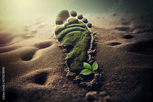 Ökologischer Fußabdruck als Symbol für Umweltbewusstsein und eine grüne Zukunft - Generative Ai