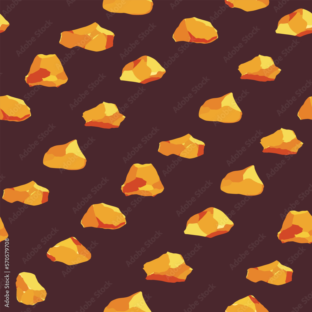 Gold stones vector cartoon seamless pattern background for wallpaper
