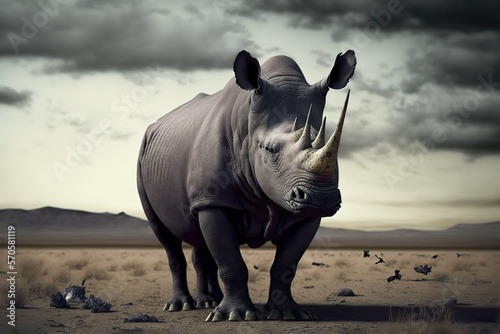 Rhino Stock Photo  Wildlife Photography  Generative Ai