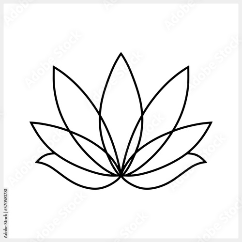 Lotus flower doodle icon. Sketch vector stock illustration. EPS 10