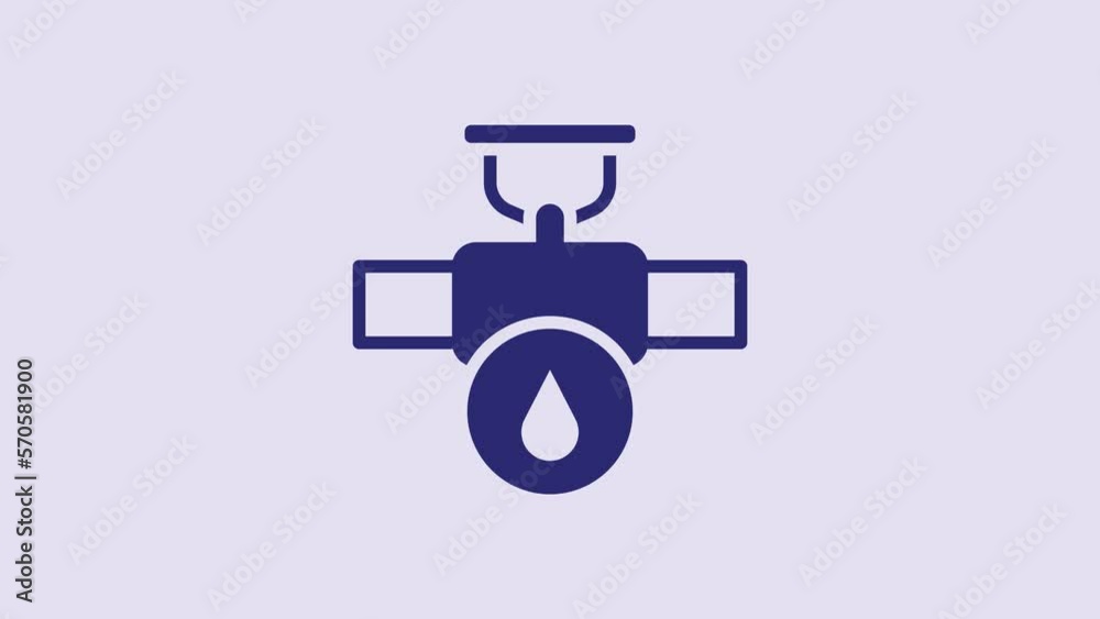 Blue Industry metallic pipe and valve icon isolated on purple background. 4K Video motion graphic animation Blue Industry metallic pipe and valve icon isolated on purple background. 4K Video motion graphic animation