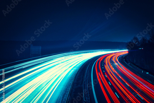 Langzeitbelichtung - Autobahn - Strasse - Traffic - Travel - Background - Line - Ecology - Highway - Night Traffic - High quality photo	