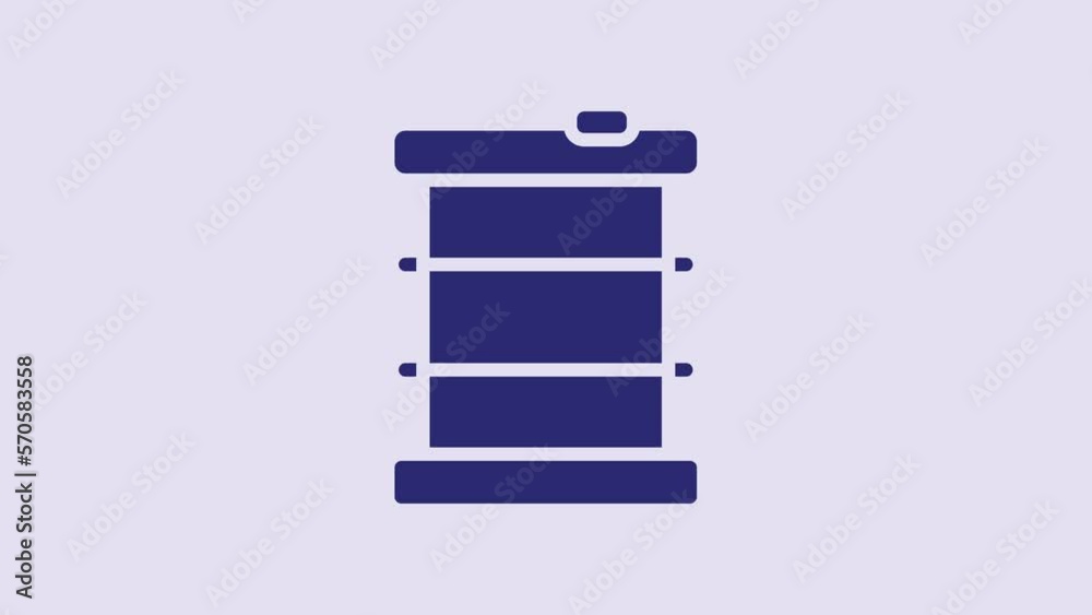 Blue Radioactive waste in barrel icon isolated on purple background. Toxic refuse keg. Radioactive garbage emissions, environmental pollution. 4K Video motion graphic animation Blue Radioactive waste in barrel icon isolated on purple background. Toxic refuse keg. Radioactive garbage emissions, environmental pollution. 4K Video motion graphic animation