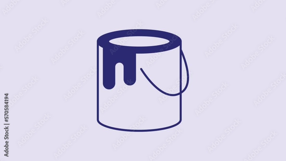Blue Paint bucket icon isolated on purple background. 4K Video motion graphic animation Blue Paint bucket icon isolated on purple background. 4K Video motion graphic animation