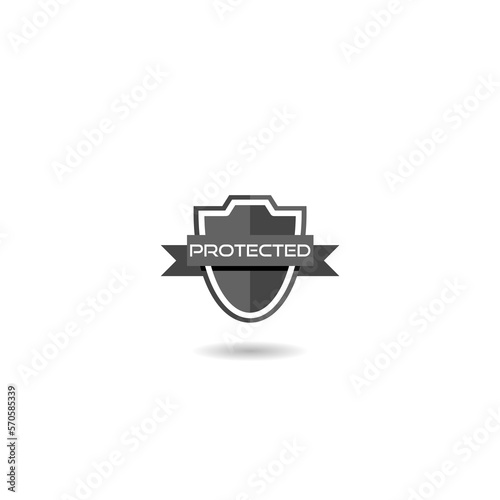 Protection shield icon with shadow