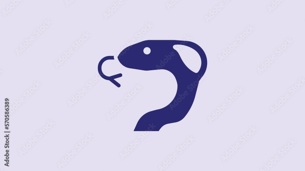 Blue Snake icon isolated on purple background. 4K Video motion graphic animation