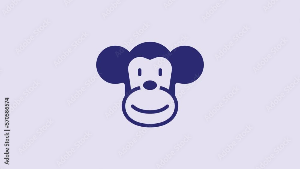 Blue Monkey icon isolated on purple background. Animal symbol. 4K Video motion graphic animation Blue Monkey icon isolated on purple background. Animal symbol. 4K Video motion graphic animation