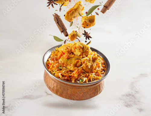 indian meat biryani, Spicy mutton biryani food photography