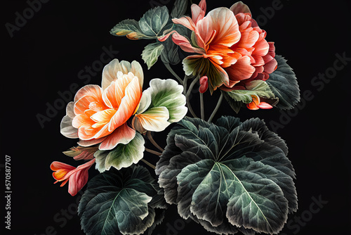 Begonia Flowers  Illustration  Generative AI