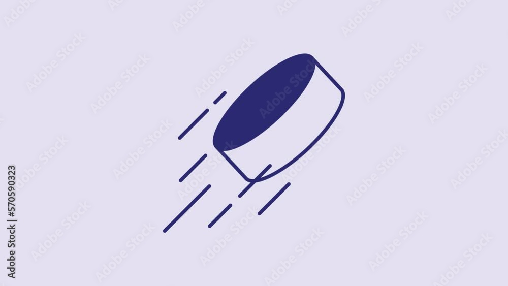 Blue Hockey puck icon isolated on purple background. 4K Video motion graphic animation Blue Hockey puck icon isolated on purple background. 4K Video motion graphic animation