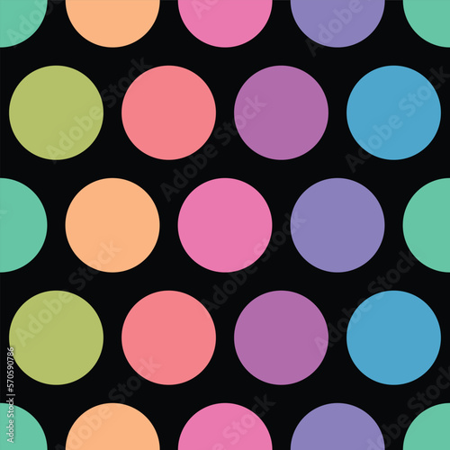 Vector abstract rainbow circles seamless pattern background. Perfect for fabric, scrapbooking, and wallpaper projects. 
