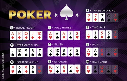 Purple and gold texas hold'em Poker hand rankings combination